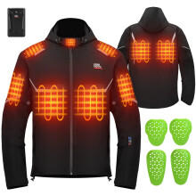 Kemimoto Men's Heated Motorcycle Riding Jacket - Waterproof, EVA Protective Gear with 20000mAh Safety Battery for Winter Outdoor Adventures