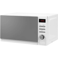 Compact 20L White Digital Microwave with 800W Power, 5 Levels, Auto Defrost, 8 Cooking Presets & Timer