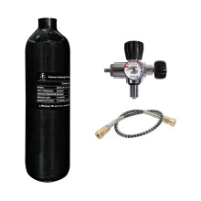 1L Carbon Fiber HPA Tank with Regulating Valve - 300BAR/4500PSI High-Pressure Cylinder for Scuba Diving, M18x1.5