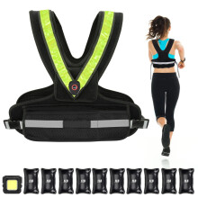 Women's Weighted Running Vest with LED Reflective Belt & Outdoor Headlight - Adjustable 2-10 lbs