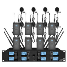 8-Channel UHF Wireless Handheld & Clip Microphone System for Church & Stage Performances