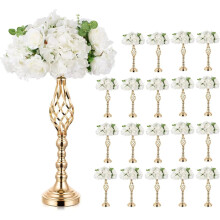 Elegante, gouden metalen bloemstukkenstandaards - set van 10, 20 inch hoge bruiloftsdecoraties en kandelaars