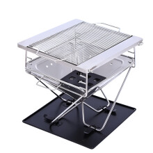 Portable Stainless Steel Folding BBQ Stove - Outdoor Firewood & Charcoal Grill