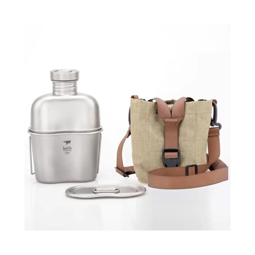 Keith Titanium Ti3060 Ultralight Military Canteen Mess Kit with Carrying Pouch for Outdoor Camping & Hiking-image-OPC-PMGHYBV-NEW