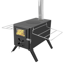 Portable Multifunctional Wood Burning Stove with Detachable Chimney for Outdoor Camping Tents