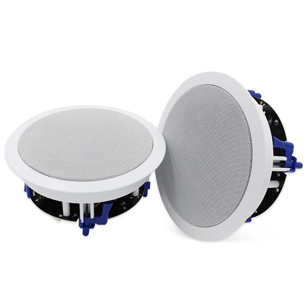 Herdio 6.5 320W 2-Way Round Flush Mount Ceiling Speakers - I For Home Theater, Living Room, Bathroom (Pair) 313052784713
