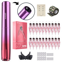 Mast Y22 Wireless Tattoo Machine Kit - Dual Mode Permanent Makeup Pen for Eyebrows & Lips with 20 Dragonhawk WJX 1RL Cartridge Needles