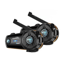 Fodsports FX8 Pro Bluetooth Motorcycle Intercom Headset - 2 Pack, 8 Rider Connectivity, FM Radio