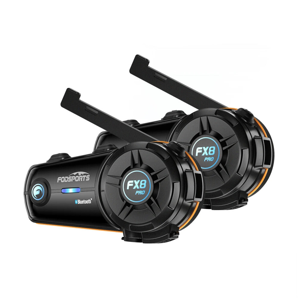 Fodsports Fx8 Pro Bluetooth Motorcycle Intercom Headset - 2 Pack, 8 Rider Connectivity, Fm Radio 7445023791727