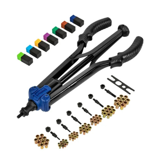 79-Piece High Leverage Rivet Nut Tool Kit with Metric & SAE Mandrels and Nuts
