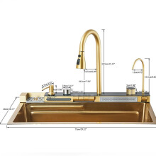 Digital Display 304 Stainless Steel Waterfall Kitchen Sink with Multifunction Touch Features