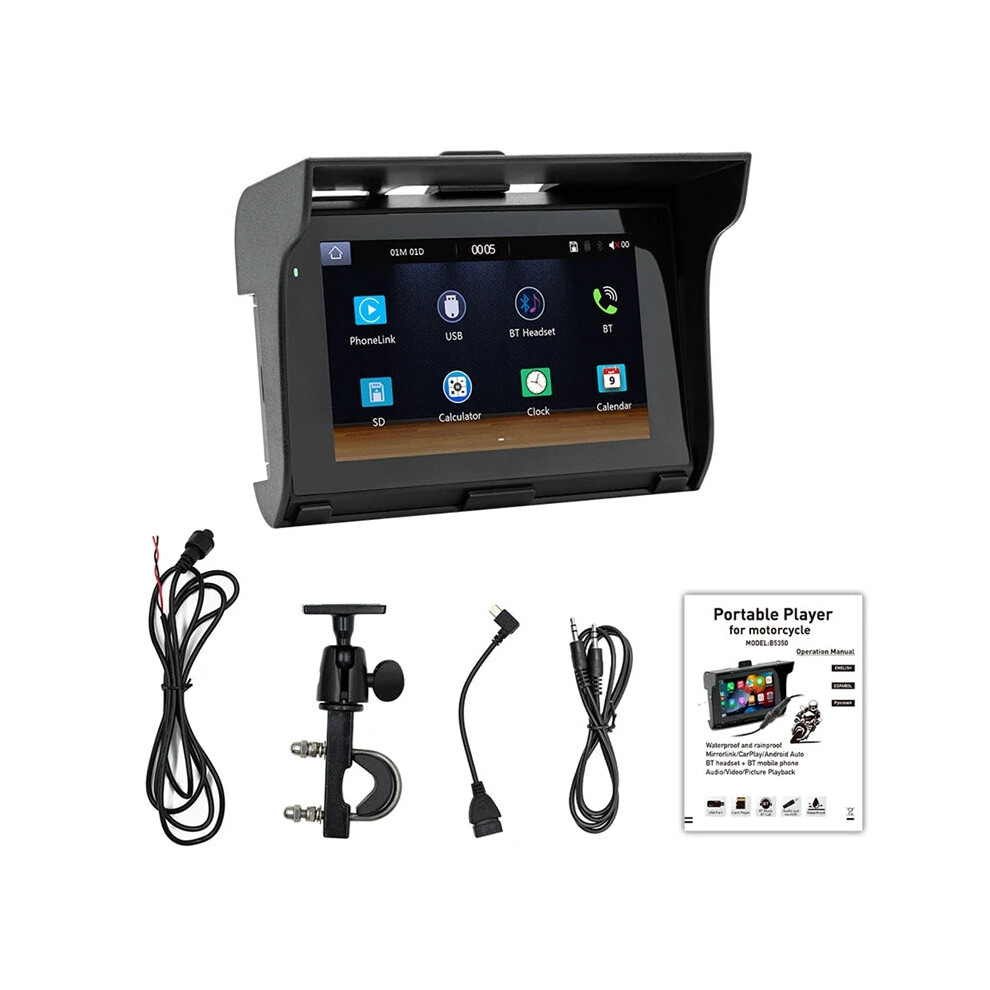 5-Inch Portable Motorcycle Display: Wireless Carplay & Android Auto, Ip65 Waterproof Screen 313086244276