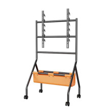 Mobile Universal Floor TV Stand for 32-80 Inch Screens with Adjustable Height and PU Storage Bag