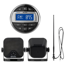 Herdio IPX6 Marine Radio Package with Bluetooth Receiver, 4-Inch Marine Speakers & AM/FM Antenna for Boat & ATV