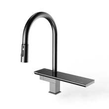 Luxury Gunmetal Brushed Black 304 Stainless Steel Kitchen Faucet - Hot & Cold Waterfall Rainfall Swivel Design