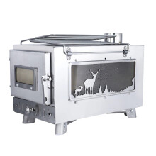 XL Portable Wood Stove with Viewing Window & Pipe for Tent Heating, Camping, Ice Fishing, Outdoor Cooking & BBQ