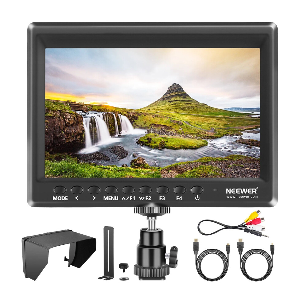 Neewer 7-Inch F100 Hd Camera Field Monitor With Ips Display, 1280X800 Resolution, Hdmi 1080P, Sunshade & Ball Head For Dslr Cameras 705353567711