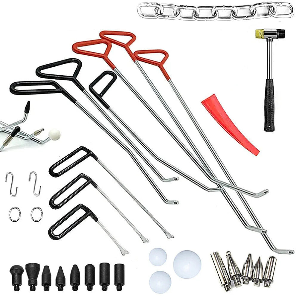 Furuix Paintless Dent Repair Rod Kits - Car Body Dent Puller & Pdr Tools With Push Hooks 7445042030036