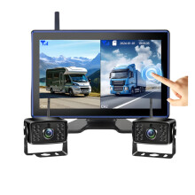 Dual-Channel 10 HD Touchscreen Wireless Camera Monitor System with DVR & IR Night Vision for RVs & Trucks
