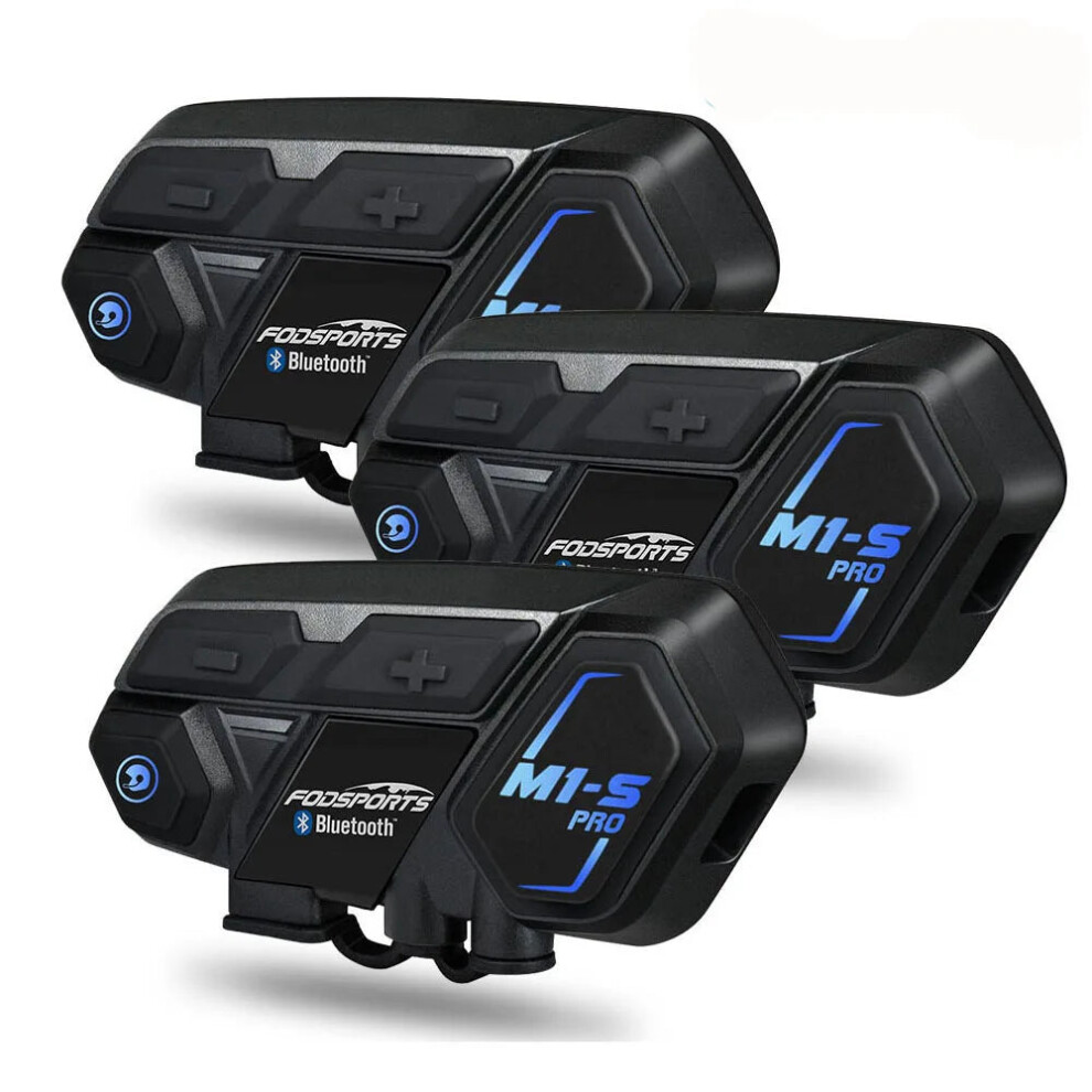 Fodsports M1-S Pro Bluetooth Motorcycle Helmet Intercom Headset - 3-Pack, 8-Rider Connectivity, 2000M Range, Waterproof Moto Communicator 744110573282