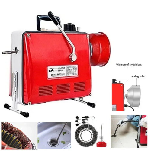 220V Automatic Electric Pipe Dredging Machine - Efficient Sewer Dredger for Toilets & Floor Drains
