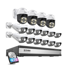 ZOSI 16-Channel 5MP PTZ PoE Security IP Camera System with 4K 8MP NVR, Smart Face, Person & Vehicle Detection CCTV Surveillance Kit