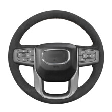 Mewant Black Alcantara Steering Wheel Cover for GMC Sierra & Yukon XL (2019-2024 Models)