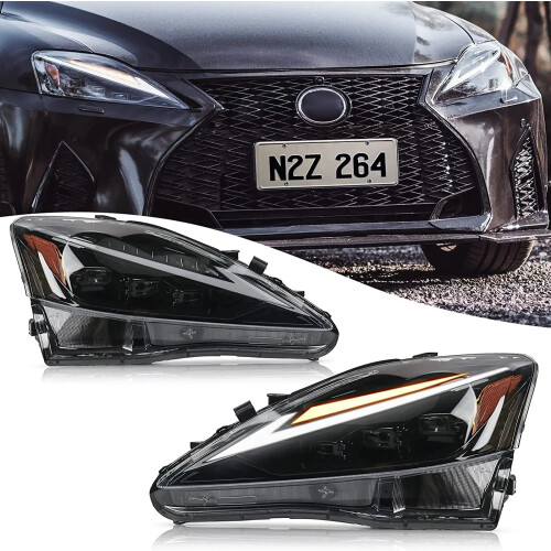 Lexus 2006-2014 IS Series LED Headlights Assembly with Amber Projector
