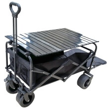 Compact Foldable Outdoor Camping Wagon with Adjustable Table & Pull Rod