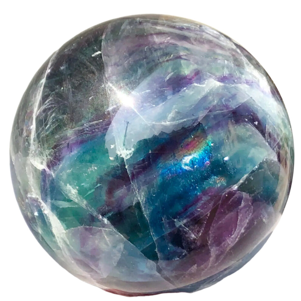 Fluorite & Quartz Crystal Healing Sphere for Reiki and Mineral Therapy