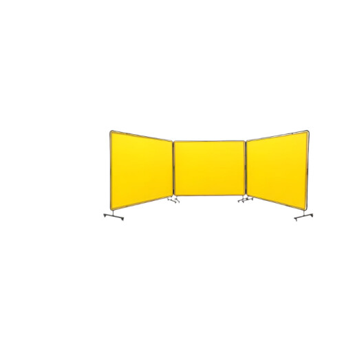 Flame Resistant 3-Panel Welding Screen with Frame - 6x8 ft Vinyl Protection, Moveable Welding Curtain