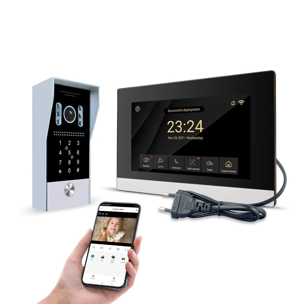 1080P Tuya Wifi Video Intercom System With Wireless Doorbell, Rfid Password Unlock & Door Camera 7445046393328