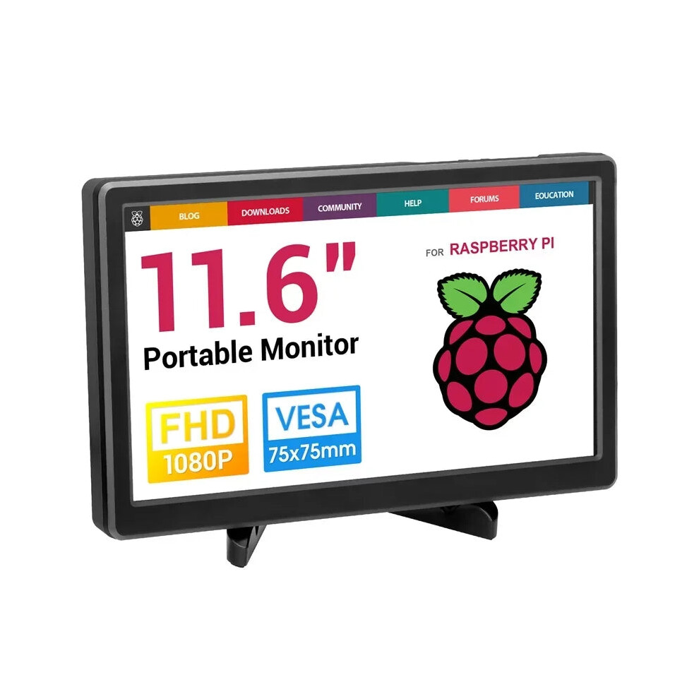 11.6-Inch Portable 1080P Full Hd Ips Monitor With Foldable Stand, Hdmi & Vga Compatible For Raspberry Pi, Jetson Nano, Beaglebone 313044645602