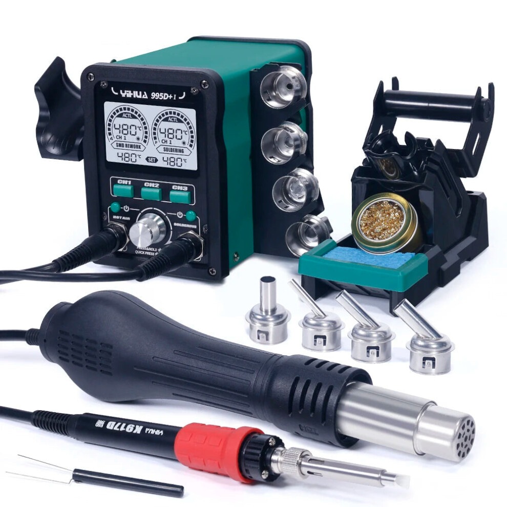 Yihua 995D-I 110W Advanced Hot Air Rework & Soldering Station With Easy Plug-Pull Nozzle And Large Digital Display 7445052416493