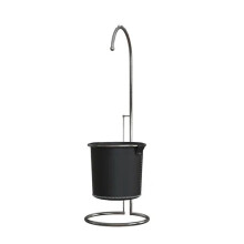 Elegant Leather Bucket Coat Rack with Retractable Metal Hanger - Stylish Clothes Organizer