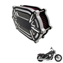 Black CNC Cut Air Cleaner Intake Kit for Harley Dyna, Softail, and Touring Models (2000-2017)
