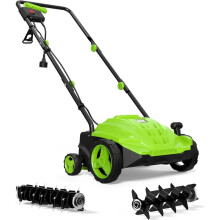 PowerPro 12 Amp 2-in-1 Electric Dethatcher & Scarifier with 4-Position Depth Adjustment and Foldable Handle