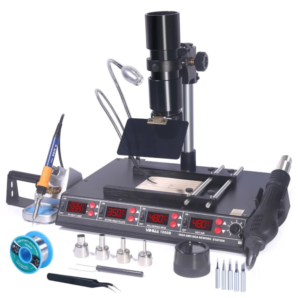 Yihua 1000B 4-In-1 Bga Rework Station With Infrared Preheater, Desoldering, And Hot Air Rework Station With Temperature Sensor 313055164192