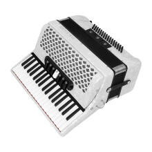 HK Lade AH 100 White Accordion: 37-Key, 96-Bass, 7-Voice with Sheepskin Bellows & Storage