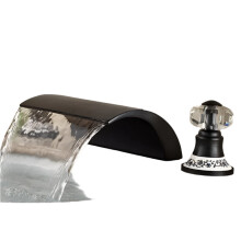 Luxurious Widespread 3-Hole Waterfall Spout Bathroom Tub Faucet - Premium Deck Mounted Basin Mixer Taps
