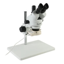 Eakins 7x-45x Continuous Zoom Trinocular Stereo Microscope with Simul-Focus, WF10x/20mm Eyepieces, and 56 LED Light for PCB Soldering