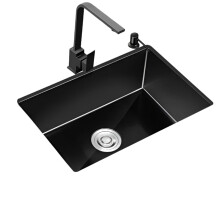 Premium Black Nano Oil-Free Kitchen Sink - Single Tank 304 Stainless Steel Wash Basin, Available in 78x43, 80x45, 82x45 Sizes