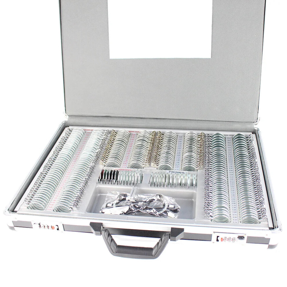 Premium 266-Piece Metal Rim Optometry Trial Lens Set With Aluminum Case & Complimentary Trial Frame 7445040350372
