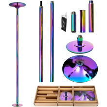 Premium 45mm Removable Dance Pole - Heavy Duty Steel, Spinning & Static Modes, Adjustable Height for Professional Pole Dancing