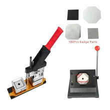 50mm Manual Square Badge Maker Kit with 100 Magnetic Patches & Paper Cutter