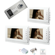SmartYiba Apartment Video Intercom Doorbell with 3 Call Buttons, Metal Case Camera, and RFID Access Control - Video Door Phone System