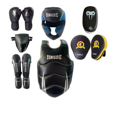 Complete Sanda Protector Set for Adults & Children - Thai Boxing Training Gear with Head, Leg, Chest, and Fighting Guards