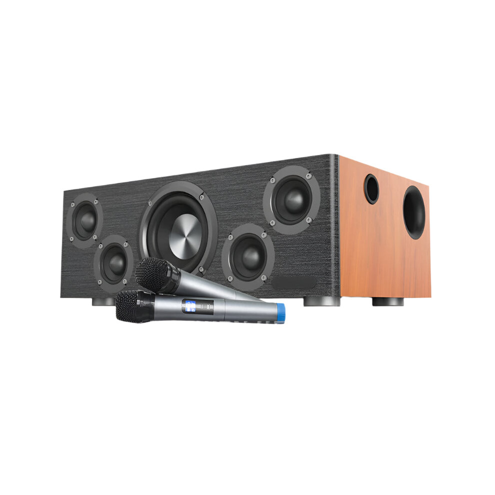 High Power 110W Bluetooth Subwoofer Speaker With Echo Wall - Wooden Home Theater & Karaoke Audio System 313097498484