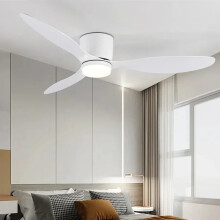 Xingoo Ultra-Thin 17cm White Ceiling Fan with Light & Remote Control - Sleek Low-Profile DC Fan for Low Ceilings