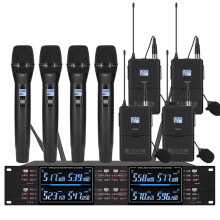 8-Channel UHF Wireless Microphone System with Handheld & Clip-On Mics for Conferences & Karaoke